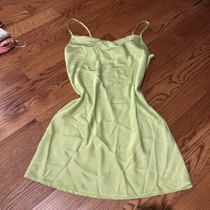 Elegant Green Spaghetti Strap Dress slip dress forever21 medium